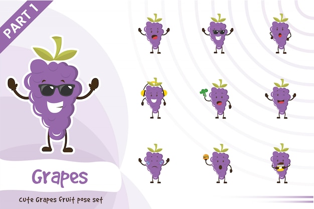 Illustration du jeu de fruits de raisins mignon