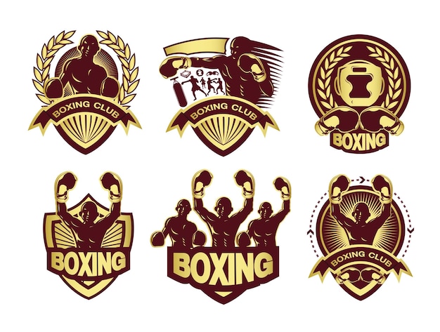 Illustration Du Jeu De Logo De Boxe Doré