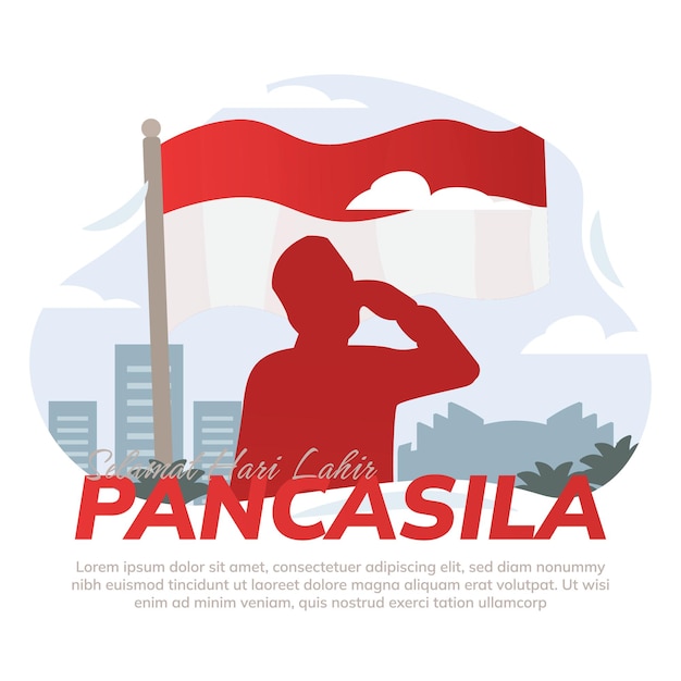 Vecteur illustration du jour de la pancasila plate 1er juin