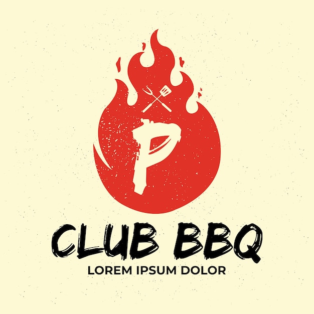 Illustration Du Logo Barbecue Logotype Barbecue Et Concept De Feu En Combinaison Avec Un Style Vintage De Spatule