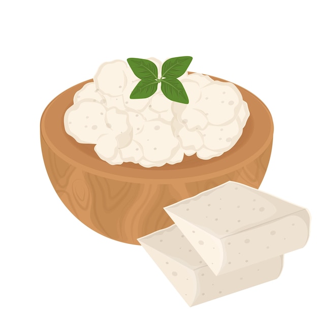 Illustration du logo Clipart fromage cottage fromage curd et tranche de fromage ricotta