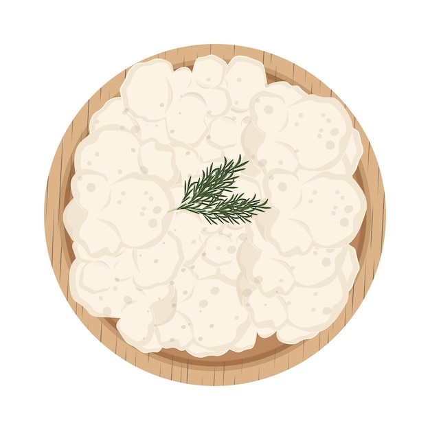 Illustration du logo Clipart vue supérieure fromage italien ricotta ou fromage cottage fromage curd