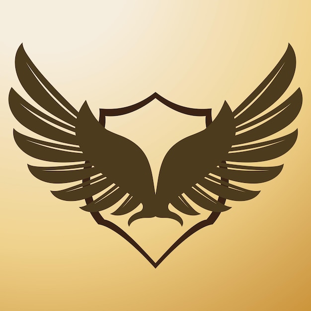 Illustration du logo du bouclier d'aile d'oiseau