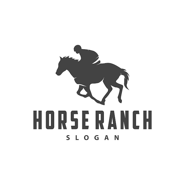 Vecteur l'illustration du logo du cheval est un modèle de ranch de cheval, un design de silhouette vintage de cow-boy de l'ouest.