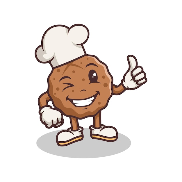 Illustration du logo du concept de conception vectorielle de personnage de boulette de viande ludique