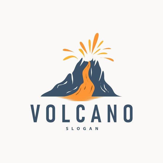 Illustration Du Logo Du Volcan Conception De La Silhouette De La Montagne Du Volcan En éruption Avec Des Roches Simples Et De La Lave