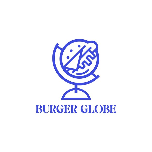 Vecteur illustration du logo de l'icône de dessin animé vector globe et cheese burger