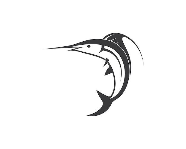 Illustration du logo icône poisson marlin bleu