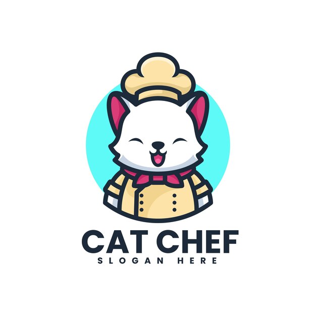 Vecteur l'illustration du logo de la mascotte du chef chat