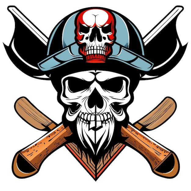 Vecteur l'illustration du logo de la mascotte de l'e-sport avec le casque du crâne de pirate viking