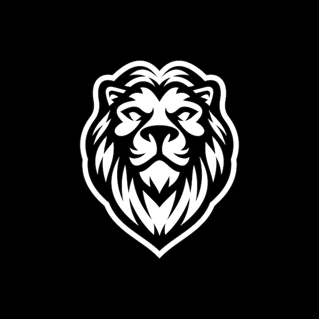 Illustration du logo de la mascotte tête de lion sur fond sombre