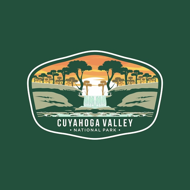 Illustration Du Logo Patch Emblème Du Parc National De La Vallée De Cuyahoga Sur Fond Sombre