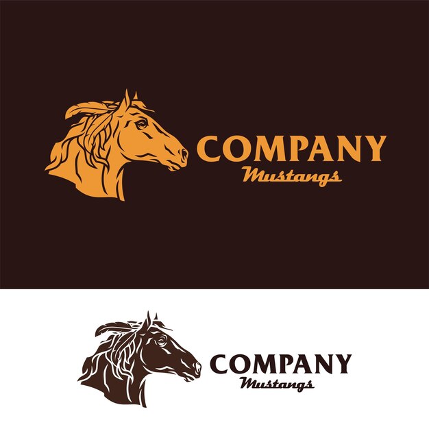 Vecteur illustration du logo vectoriel du cheval mustang brun