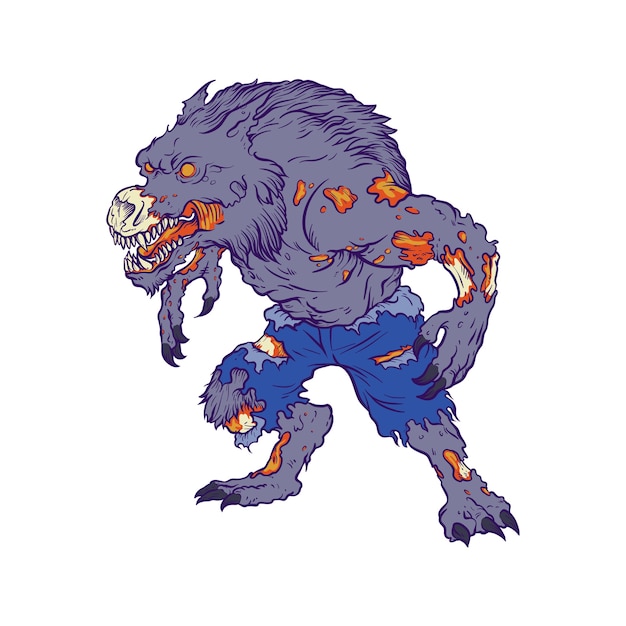 Illustration Du Loup-garou Zombie