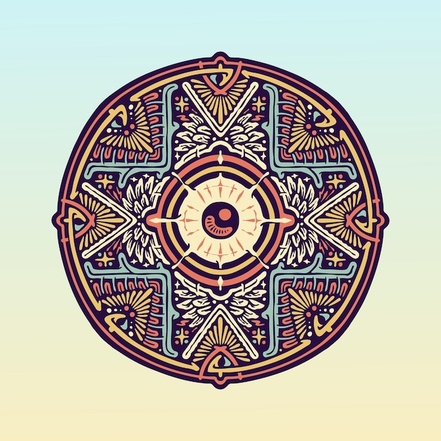 Vecteur l'illustration du mandala de l'œil qui voit tout