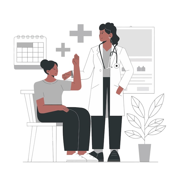 Illustration du médecin et du patient Médecin et patient Soins de santé