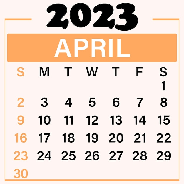 Illustration du modèle de calendrier d'avril 2023