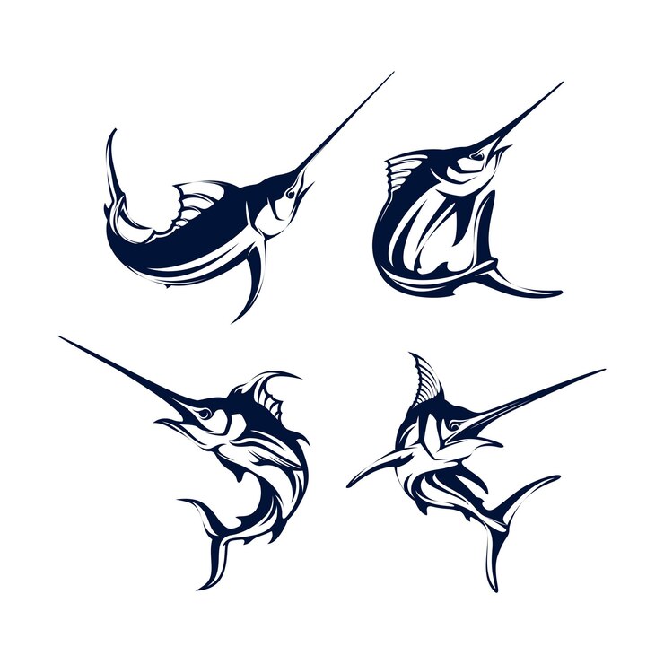 Vecteur illustration du modèle de conception du logo de la pêche au marlin