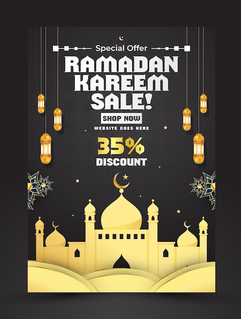 Illustration Du Modèle De Flyer Promotionnel De Vente Du Ramadan Kareem.