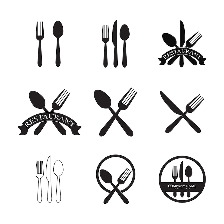 Vecteur illustration du modèle de logo de la cuillère et de la fourchette