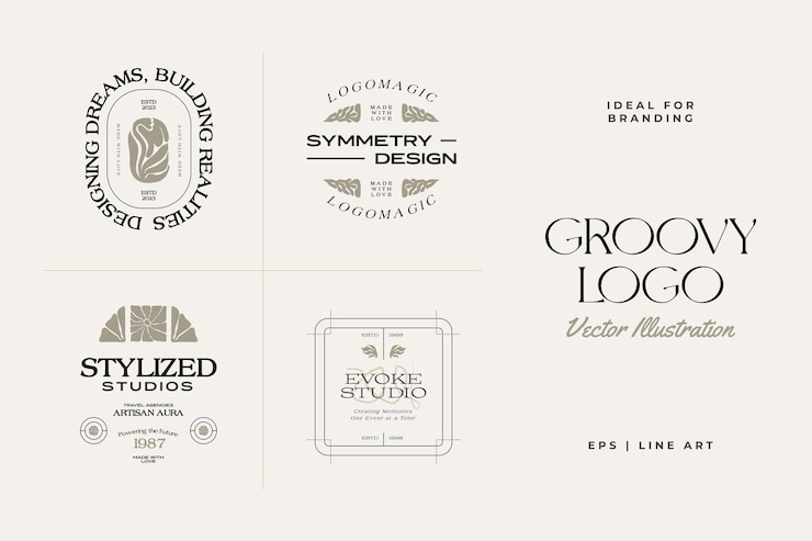 Vecteur illustration du modèle de logo vintage boho flower pour l'image de marque
