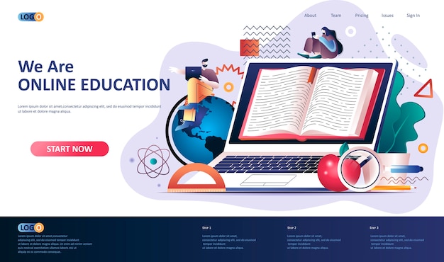 Illustration Du Modèle De Page De Destination De L'éducation En Ligne