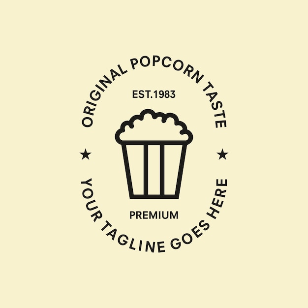 illustration du modèle vectoriel de pop-corn du logo vintage