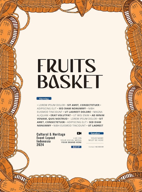 Illustration Du Panier De Fruits Ou De Légumes Dessin D'arrière-plan