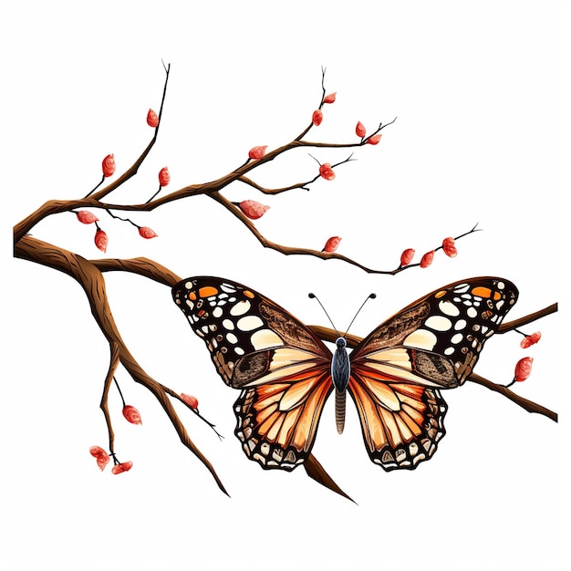 Vecteur l'illustration du papillon monarque le papillon danaus la chenille à queue d'hirondelle noire