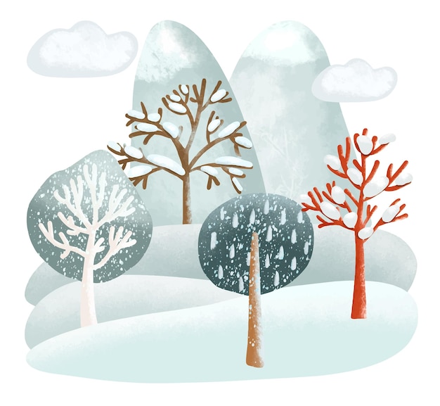 Vecteur illustration du paysage de dessin animé d'hiver