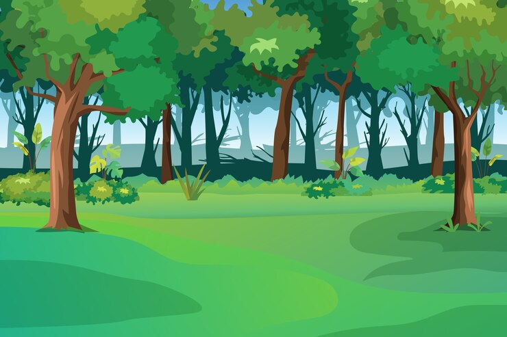 Vecteur illustration du paysage de printemps avec herbe verte et ciel bleu