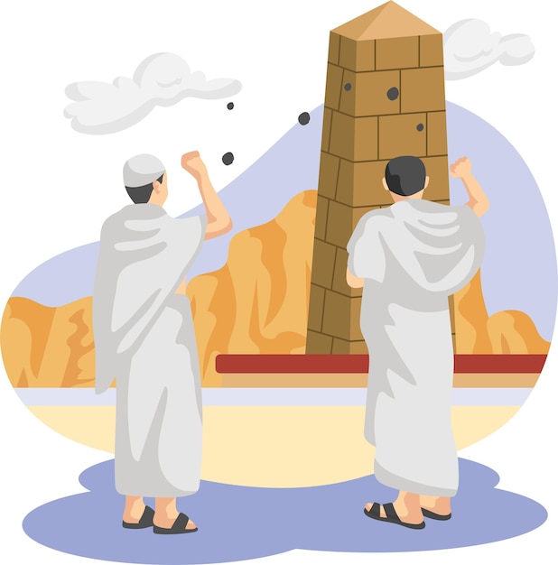 Vecteur illustration du pèlerinage de la omra et du hajj