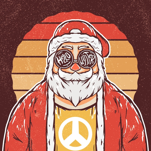 Illustration Du Père Noël Rétro Hippie