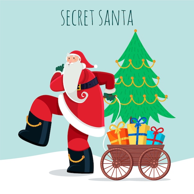 Illustration Du Père Noël Secret Plat