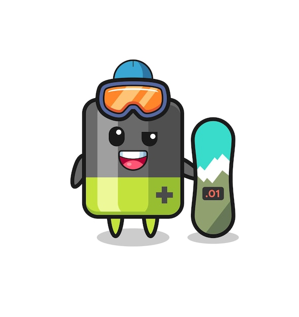 Illustration Du Personnage De La Batterie Avec Style Snowboard