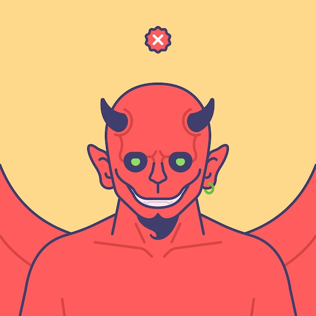 Vecteur illustration du personnage du diable pour la photo de profil de l'avatar