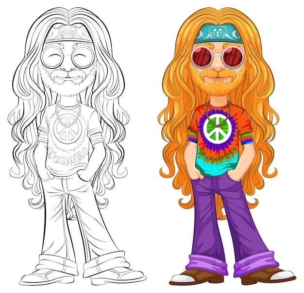 Vecteur illustration du personnage hippie groovy