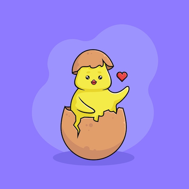 Illustration du personnage de poussin joyeux dans le dessin animé Vector d'œufs