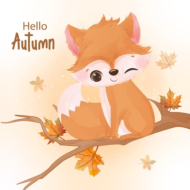 Illustration Du Petit Renard De La Série Automne