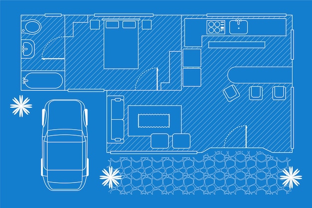 Illustration du plan de la maison dessinée à la main