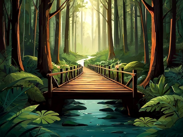 illustration du pont vectoriel de la forêt de Serene isolée