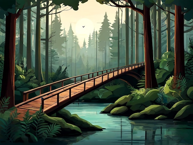 illustration du pont vectoriel de la forêt de Serene isolée