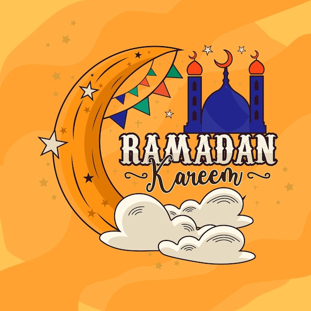 Illustration du ramadan kareem dessinée à la main pour la célébration du mois sacré