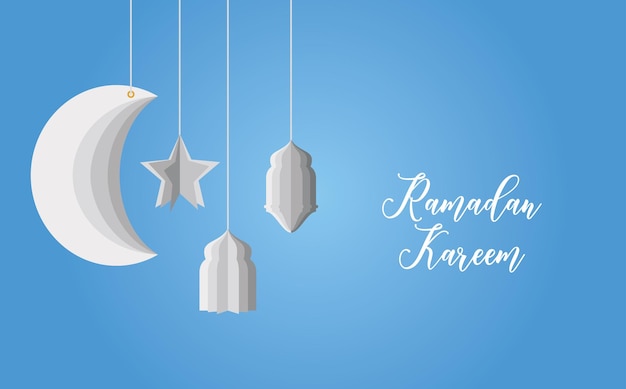 Illustration Du Ramadan Avec Lune Dorée Et Lanterne