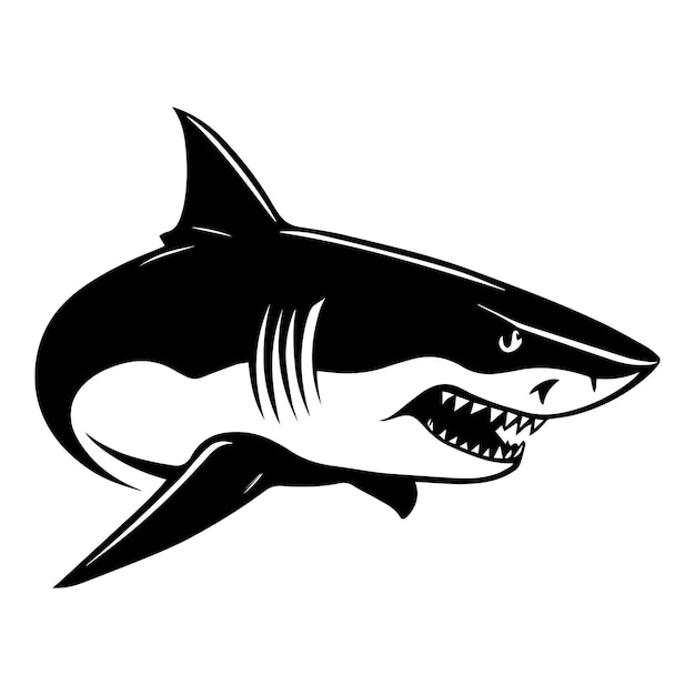 L'illustration du requin noir et blanc féroce