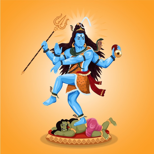 L'illustration Du Seigneur Shiva Est Allongée Comme Un Raksha Sous Ses Pieds.