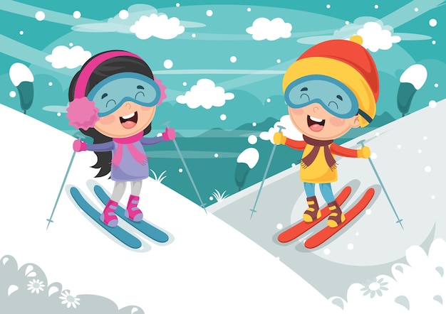 Illustration Du Ski Des Enfants