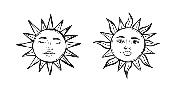 Vecteur illustration du soleil dessinée à la main