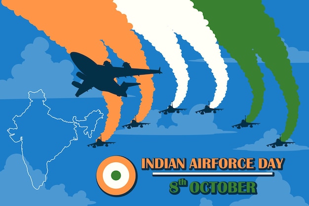 Vecteur illustration du spectacle de la journée de l'armée de l'air indienne