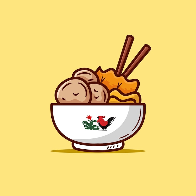 Illustration Du Style Dessiné à La Main De La Cuisine Indonésienne Bakso